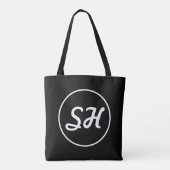 Cool Retro-modern stijlmonogram | Zwart-wit Draagtas (Achterkant)