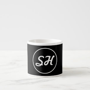 Cool Retro-modern stijlmonogram Zwart-wit Espresso Kop