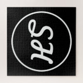 Cool Retro-modern stijlmonogram | Zwart-wit Legpuzzel (Horizontaal)