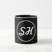 Cool Retro-modern stijlmonogram | Zwart-wit Mok (Midden)