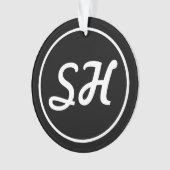 Cool Retro-modern stijlmonogram | Zwart-wit Ornament (voorkant)