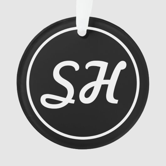 Cool Retro-modern stijlmonogram | Zwart-wit Ornament (voorkant)