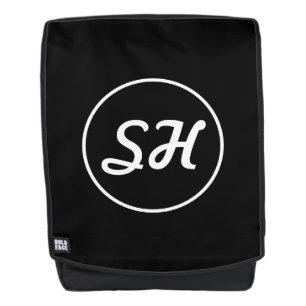 Cool Retro-modern stijlmonogram   Zwart-wit Rugtassen