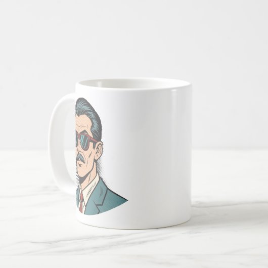 Cool Retro Mustache Man Mug (Devant gauche)