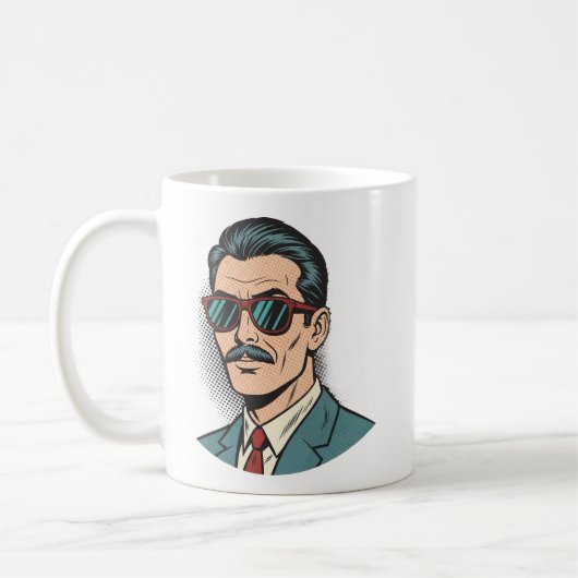 Cool Retro Mustache Man Mug Koffiemok (Links)