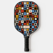 Cool Retro Pattern Monogram Initialen 70s Geïnspir Pickleball Paddle (Voorkant)