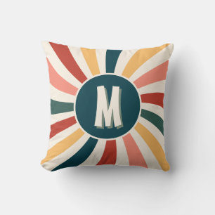 Cool Retro Pattern Monogram Sierkussen