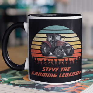 Cool Retro Personalized Farming Legend Tractor Mok