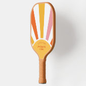 Cool Retro Pickleball Sunburst gepersonaliseerd Pickleball Paddle (Links)