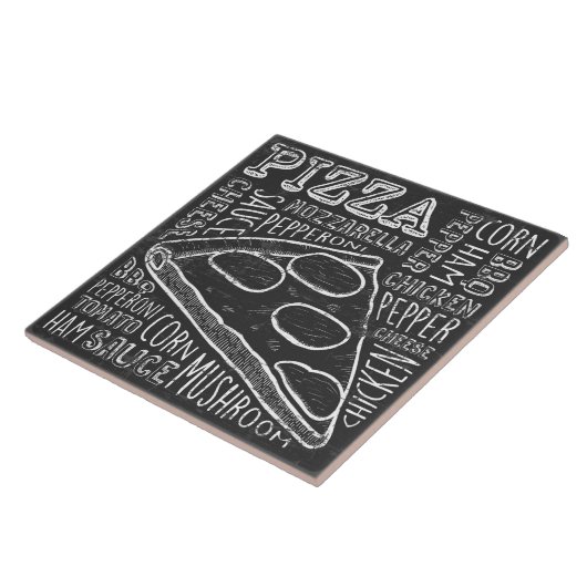 Cool retro pizza home business crafting tegeltje (Zijkant)
