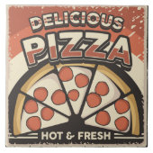 Cool retro pizza home business crafting tegeltje (Voorkant)