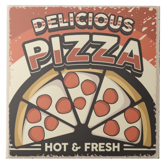 Cool retro pizza home business crafting tegeltje (Voorkant)