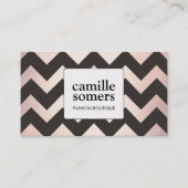 Cool Retro Roos Gold Foil Brown Chevron Pattern Visitekaartje (Voorkant)