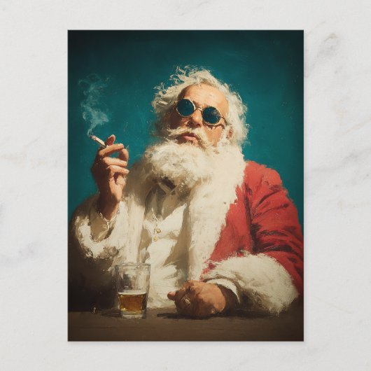 Cool Retro Santa Portrait Feestdagenkaart (Voorkant)