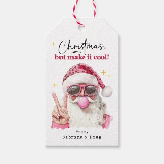 Cool Retro Santa Trendy Kerstmis Cadeaulabel (Voorkant)