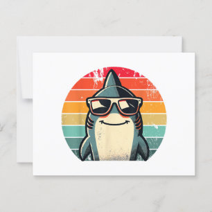 Cool Retro Shark in Zonnebril 70s 80s 90s Funny C Briefkaart