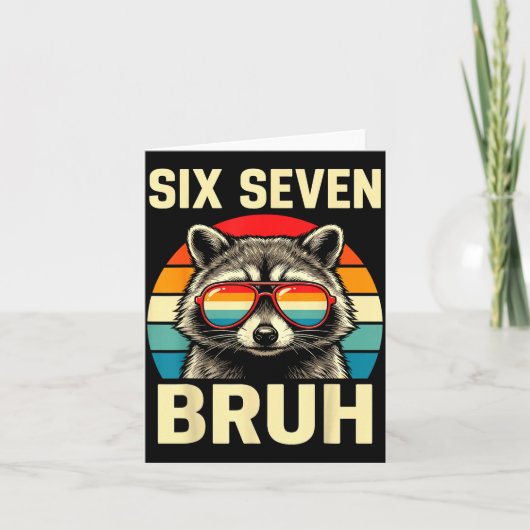 Cool Retro Six Seven Bruh Raccoon Sungles Meme 67  Kaart (Voorkant)
