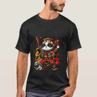 Cool Retro Streetwear Baseball Panda & kat speler  T-shirt