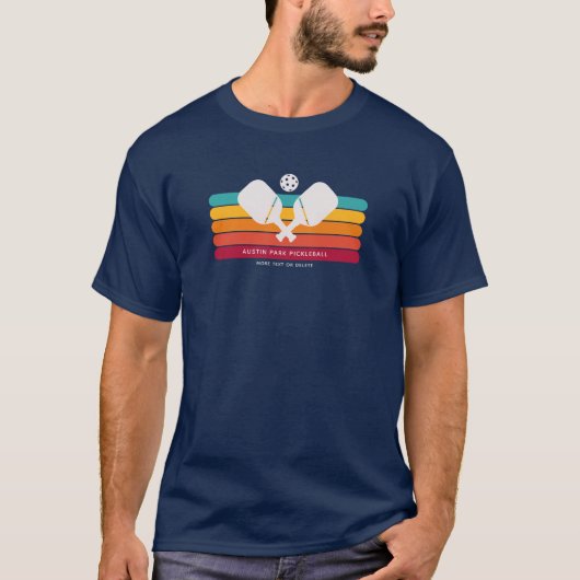 Cool Retro Stripes, Custom Text Pickleball Club T- T-shirt (Voorkant)
