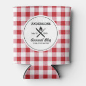 Cool Retro Summer BBQ Grill Utensils Red Check Blikjeskoeler (Voorkant)