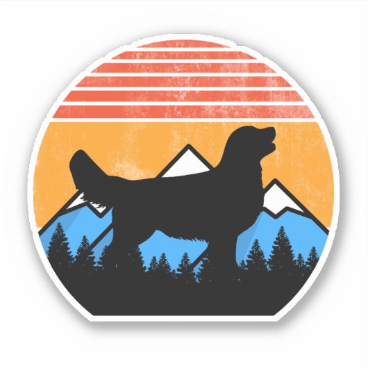 Cool Retro Sun Wilderness Golden Retriever Sticker (Voorkant)