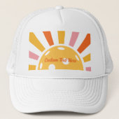 Cool Retro Sunburst Gepersonaliseerd Pickleball Trucker Pet (Voorkant)