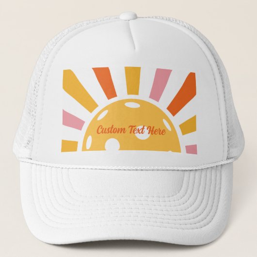 Cool Retro Sunburst Gepersonaliseerd Pickleball Trucker Pet (Voorkant)