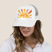 Cool Retro Sunburst Gepersonaliseerd Pickleball Trucker Pet (In situ)