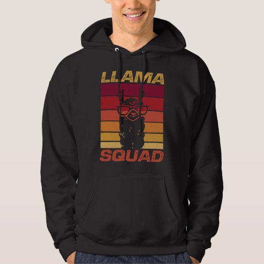 Cool Retro Sunglasses Llama  Llama Squad Hoodie (Voorkant)