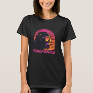 Cool Retro Sunset Zonnebril Chimpansee T-shirt