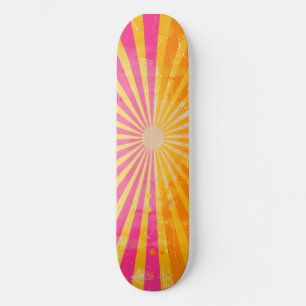 Cool Retro Sunshine Roze en Oranje Skateboard
