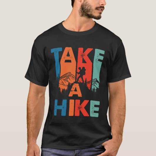 Cool Retro Take A Hike Mountain Climber Hiking Tra T-shirt (Voorkant)