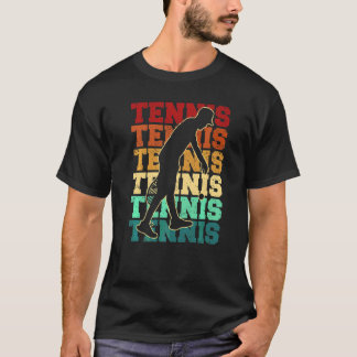 Cool Retro Text Silhouette Tennis T-shirt