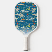 Cool Retro Tropische Hawaiian Surfer aangepaste te Pickleball Paddle (Achterkant)