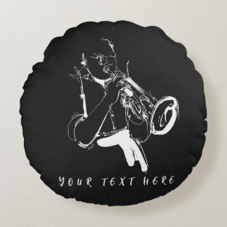 Cool Retro Trumpeter Custom Name (名入れ・カスタム対応) Rond Kussen