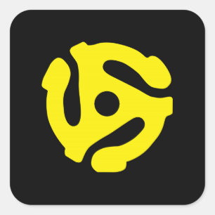 COOL Retro Yellow 45 voorzetkamer DJ Vierkante Sticker