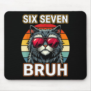 Cool Retro Zes Zeven Bruh Kat Zonnebril Meme 67 Muismat