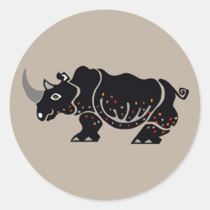Cool RHINOCEROS - Dierenvriend - Natuur - Wildlife Ronde Sticker