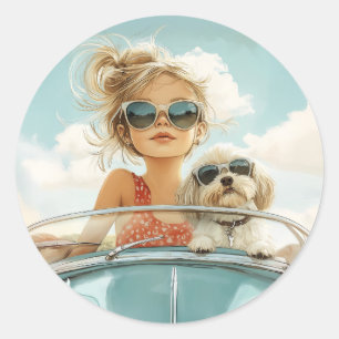 Cool Ride met Beste Vriend Ronde Sticker