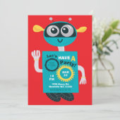 Cool Robot Boys Second Birthday Invitation (Debout devant)