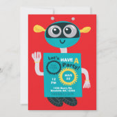 Cool Robot Boys Second Birthday Invitation Kaart (Voorkant)
