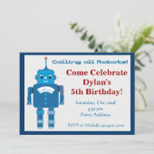 Cool Robot Invitations de fête d'anniversaire (Debout devant)