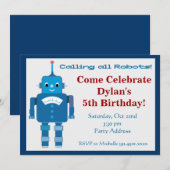 Cool Robot Invitations de fête d'anniversaire (Devant / Derrière)