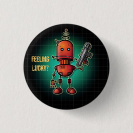 Cool Robot Sam 'Lucky voelen? Ronde Button 3,2 Cm
