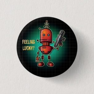Cool Robot Sam 'Lucky voelen? Ronde Button 3,2 Cm