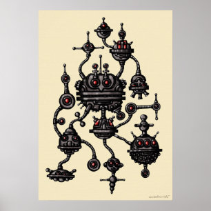 Cool robotics graphic art poster