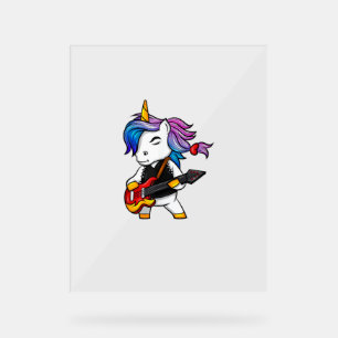 Cool rock and roll eenhoorn met gitaar voor rockfa acryl bord
