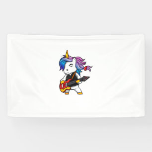 Cool rock and roll eenhoorn met gitaar voor rockfa spandoek