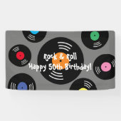 Cool Rock and Roll Verjaardagsfeest banner teken (Horizontaal)