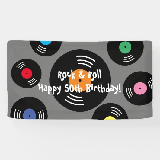 Cool Rock and Roll Verjaardagsfeest banner teken (Horizontaal)